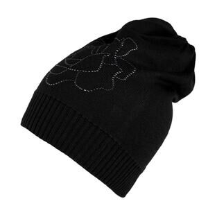 Armani Jeans Beanie Wool Knit Studded Floral Blue Women's NEW $95